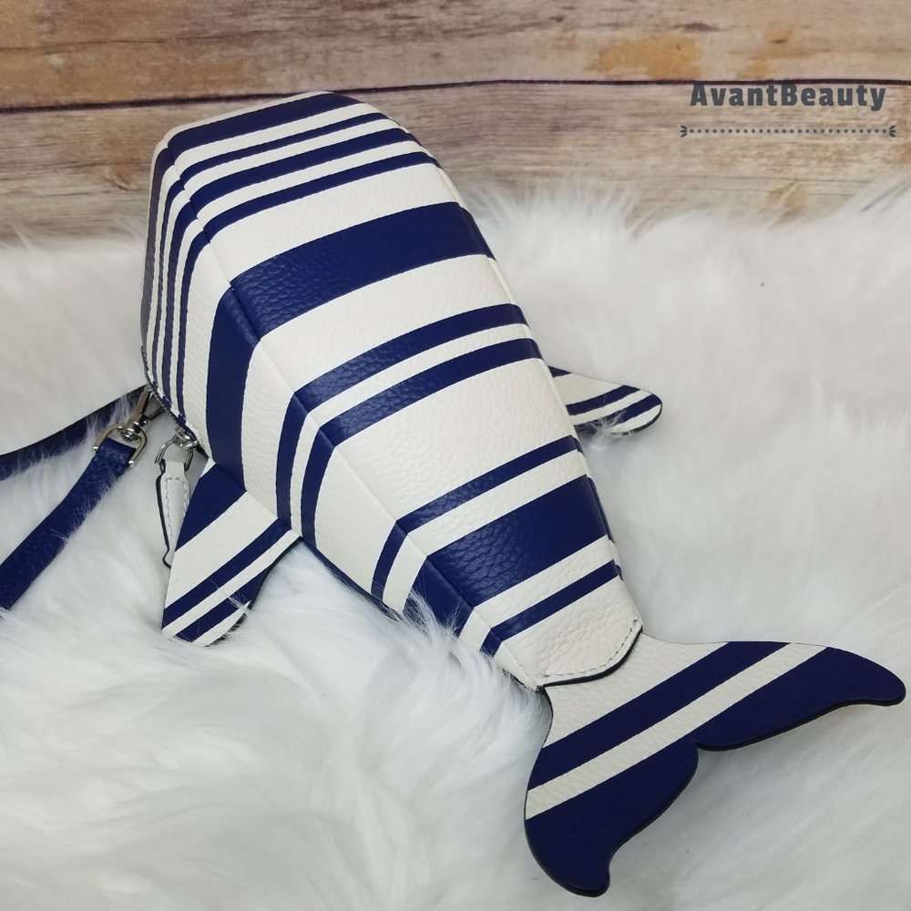 Kate Spade Whale Striped Blue Crossbody Shore Bag - Picture 9 of 15